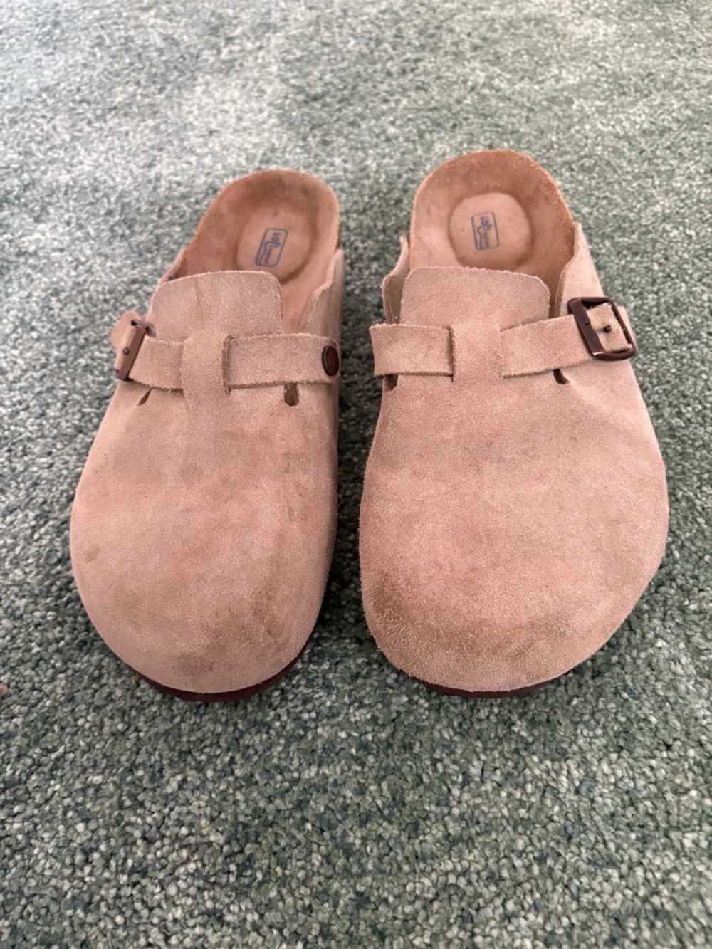 Birkenstock Suede Clog Mules in Taupe Brown